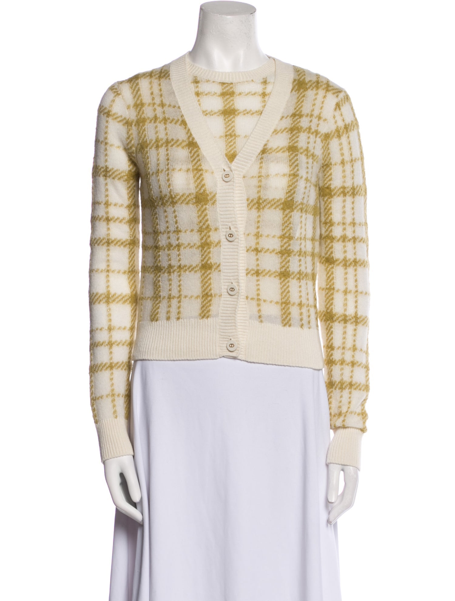 Christian Dior Virgin Wool Plaid Print Sweater